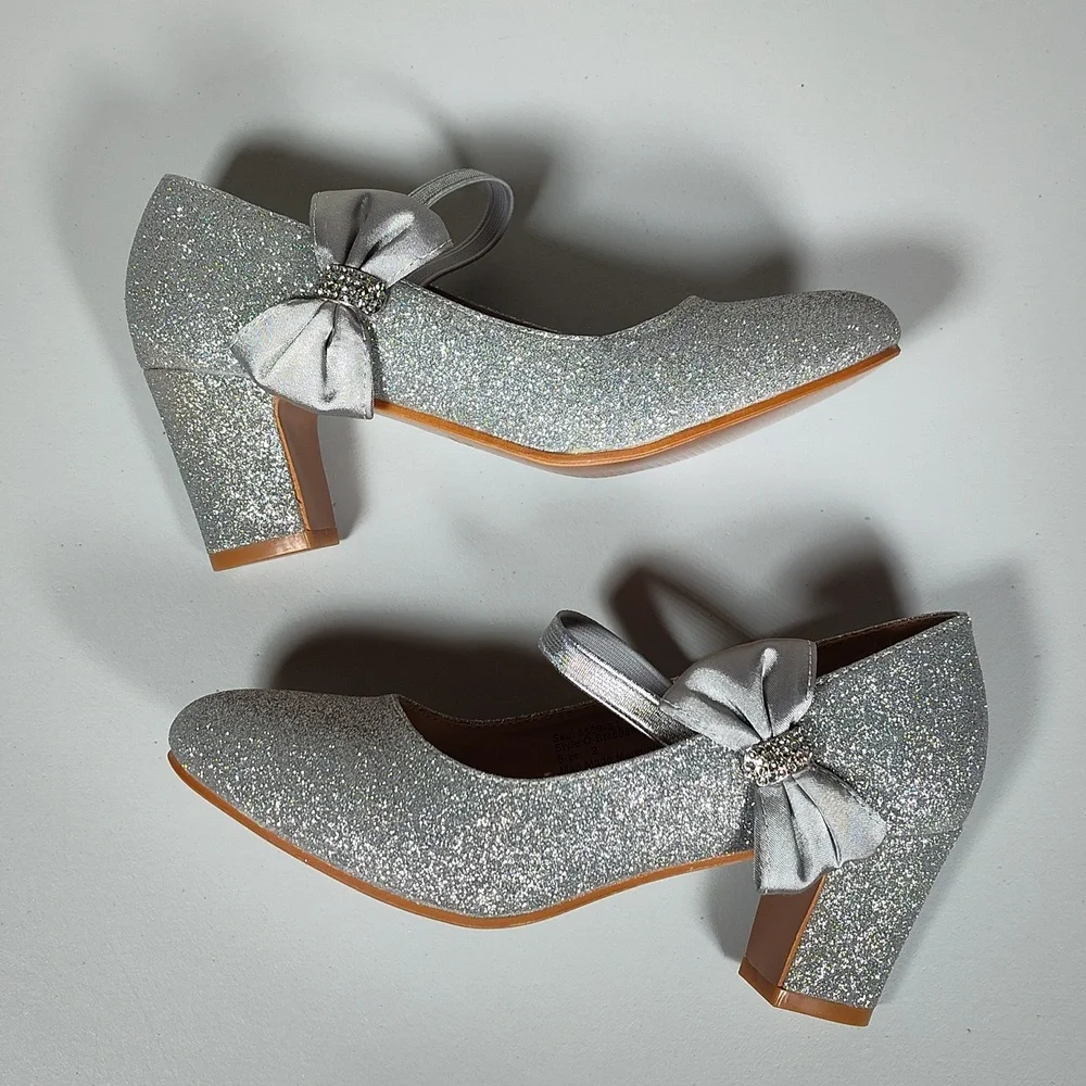 Badgley Mischka Girls‎ Glitter Block Heel Dress Shoes 2